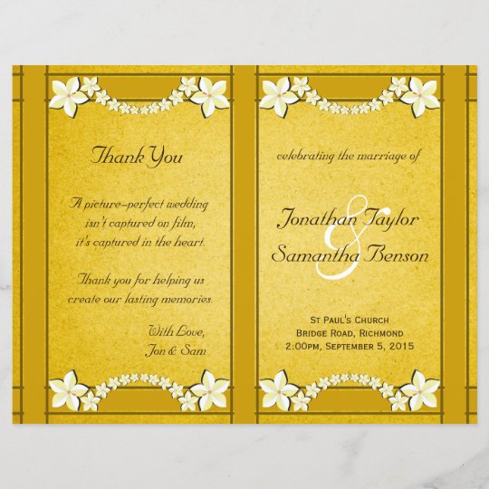 Rustic Gold Floral Wedding Program Template Zazzle Com