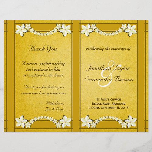 Rustic Gold Floral Wedding Program Template