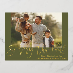 rustic gold foil lettering happy thanksgiving card