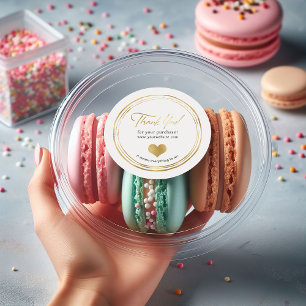 Rustic Gold Foil Minimal Heart Thank You Classic Round Sticker