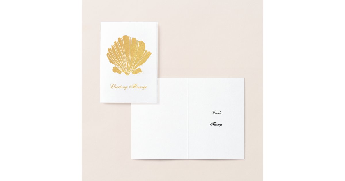 Rustic Gold Foil Scallop Shell Card | Zazzle