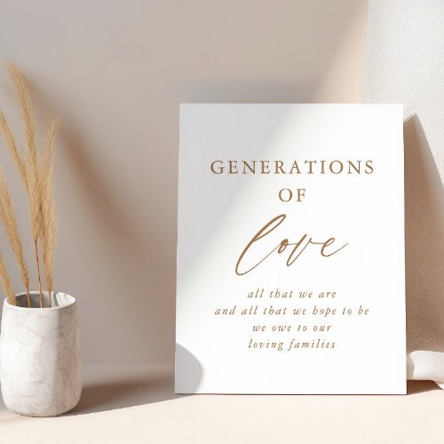 Rustic Gold Generations Of Love Wedding Sign