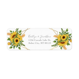 Rustic Gold Geometric Floral Sunflower Label
