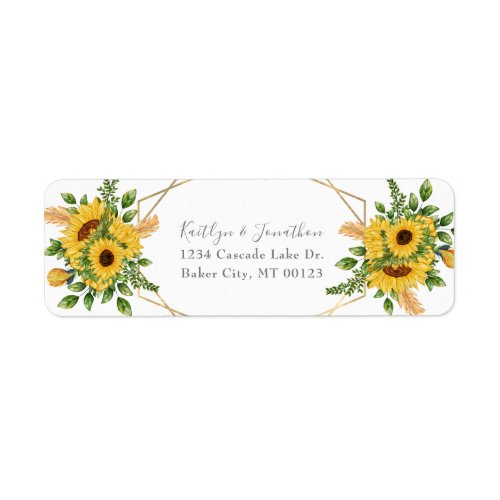 Rustic Gold Geometric Floral Sunflower Label