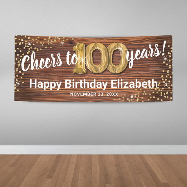 Rustic Gold Glitter 100th Birthday Banner (Creator Uploaded)