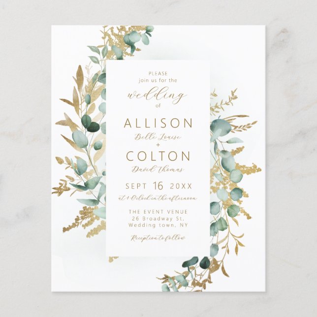 Rustic gold greenery Budget All In One Wedding (Front)