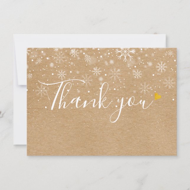 Rustic Gold Heart Script Christmas Thank You Card (Front)