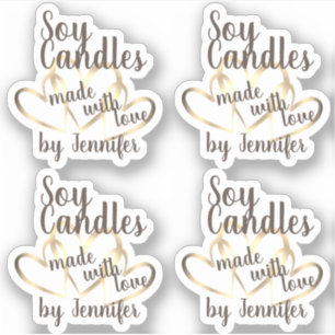 Rustic Gold Hearts Made with Love Cool Soy Candles Sticker