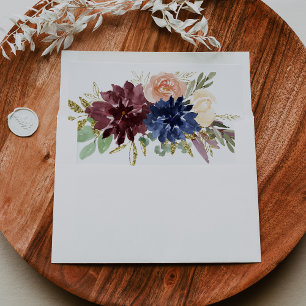 Rustic Gold Leaves Floral Wedding Invitation Envelope