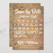 Rustic Gold Love Heart Calendar Save the Date (Front/Back)