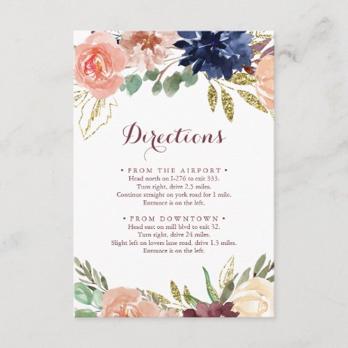 Rustic Gold Modern Calligraphy Wedding Directions Enclosure Card