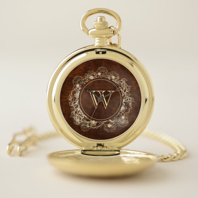 Rustic Gold Monogram Groomsman Pocket Watch (Inside)