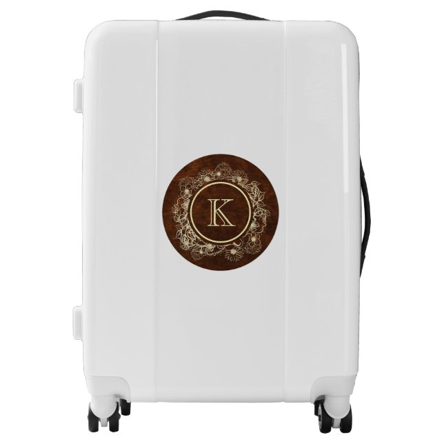 Rustic Gold Monogram Personalized Luggage (Front)