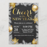 Rustic Gold New Year Eve Party Invitation<br><div class="desc">Gold New Year Eve Party Invitation. Happy New Year's. Gold Snowflake. White Feather. Christmas Holiday Bridal Shower Invite. Gold and Chalkboard Background. Black and White. For further customization,  please click the "Customize it" button and use our design tool to modify this template.</div>