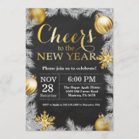 Rustic Gold New Year Eve Party Invitation