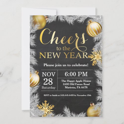 Rustic Gold New Year Eve Party Invitation
