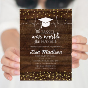 Rustic Gold Nursing Graduation Party Invitation