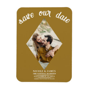 Rustic Gold Photo Wedding Save the Date Magnet
