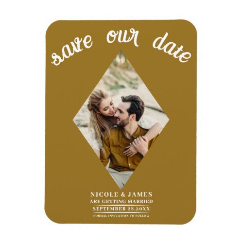 Rustic Gold Photo Wedding Save the Date Magnet