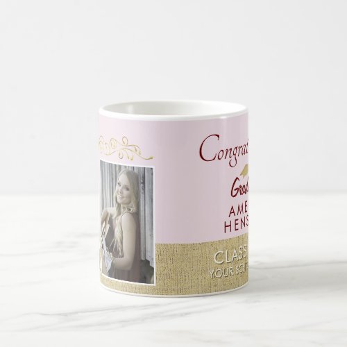 Rustic Gold Pink 2023 Graduate 2 Photo Graduation Coffee Mug