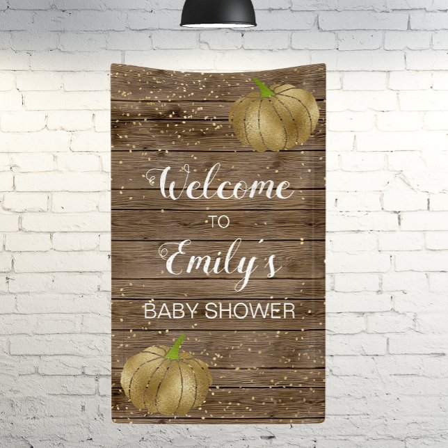 Rustic Gold Pumpkin Barn Wood Baby Shower Welcome Banner (Creator Uploaded)