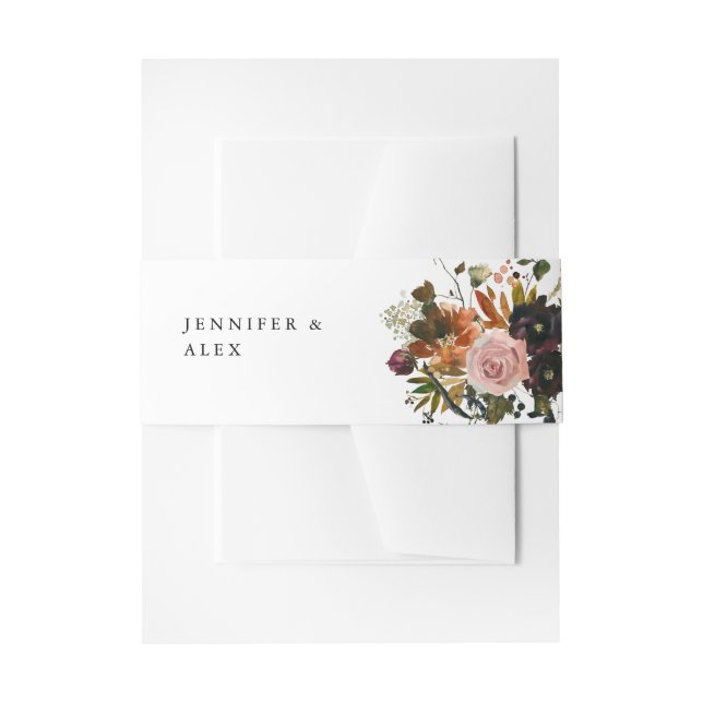 Rustic Gold, Purple, & Blush Pink Floral 4 v2 Invitation Belly Band (Front Example)