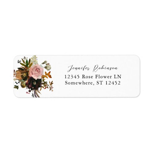 Rustic Gold Purple  Pink Floral 3 Return Address Label