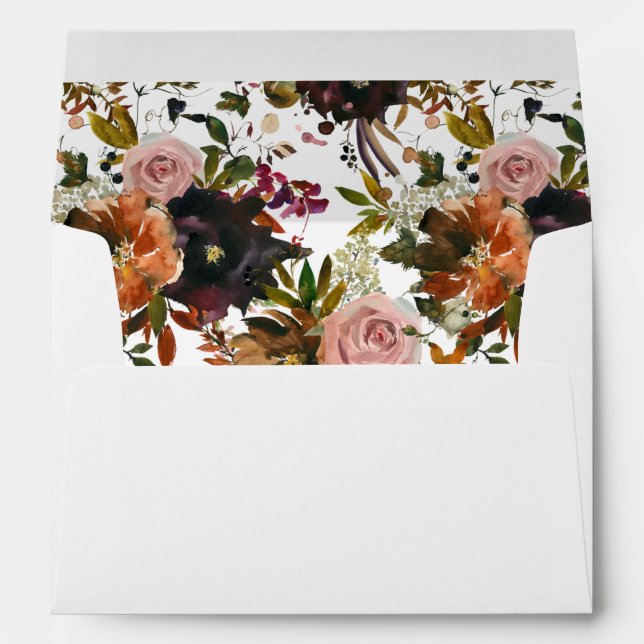 Rustic Gold, Purple, & Pink Floral Envelope v2 (Back (Bottom))