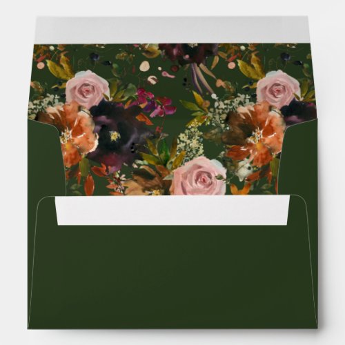 Rustic Gold Purple  Pink Floral V2_ Green Envelope