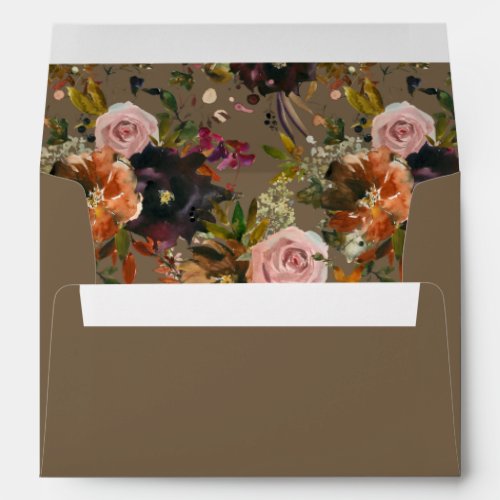 Rustic Gold Purple  Pink Floral V2_ Taupe Envelope