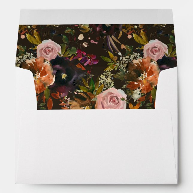 Rustic Gold, Purple, & Pink Floral V2- White/Brown Envelope (Back (Bottom))