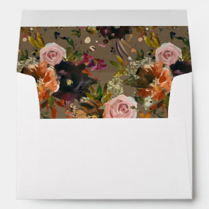 Rustic Gold, Purple, & Pink Floral V2- White/Taupe Envelope