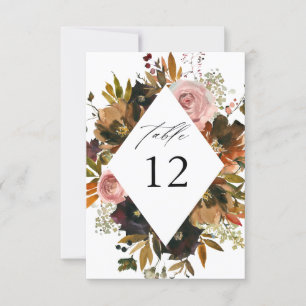 Rustic Gold, Purple,& Pink Floral W Table Numbers