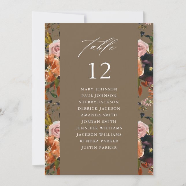Rustic Gold, Purple Ta2 Table Number Seating Chart (Front)