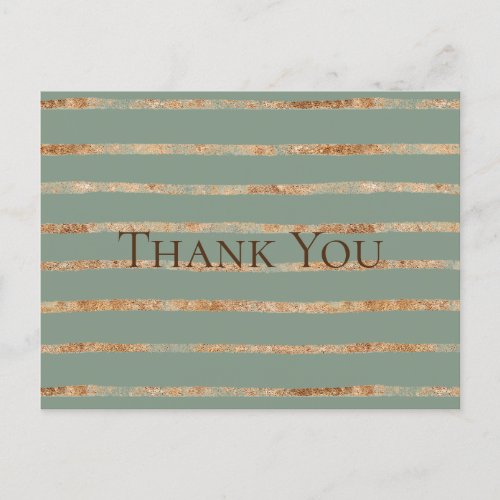 Rustic Gold Sage Green Thank You Postcard