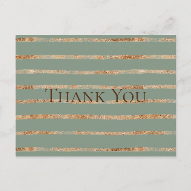 Rustic Gold Sage Green Thank You Postcard (Front)