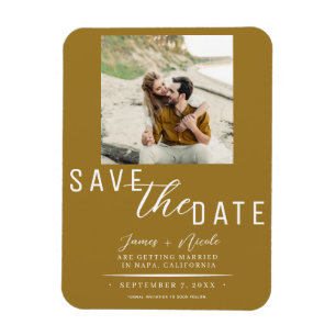 Rustic Gold Save the Date Photo Wedding Magnet