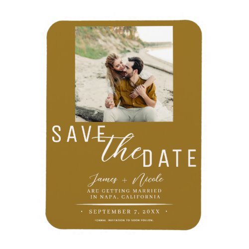 Rustic Gold Save the Date Photo Wedding Magnet