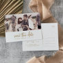 Rustic Gold Script 3 Photo Save the Date Invitation Postcard