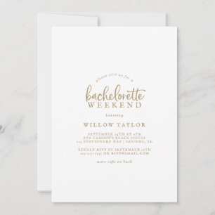 Rustic Gold Script Bachelorette Weekend Invitation