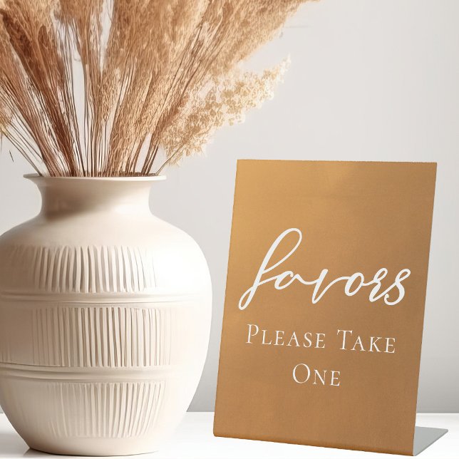 Rustic Gold Script Fall Wedding Party Favors Pedestal Sign (Creator Uploaded)