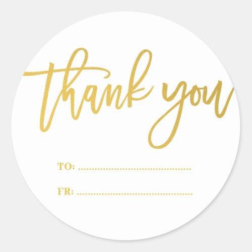 Rustic Gold Script Handwriting Thank You Gift Tag