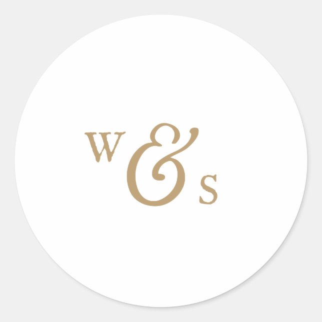 Rustic Gold Script Monogram Wedding Envelope Seals (Front)