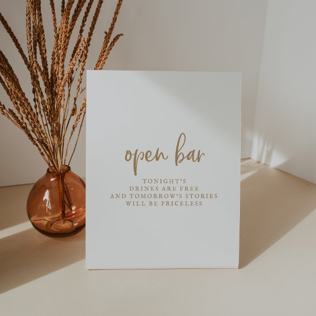 Rustic Gold Script Open Bar Sign (Creator Uploaded)
