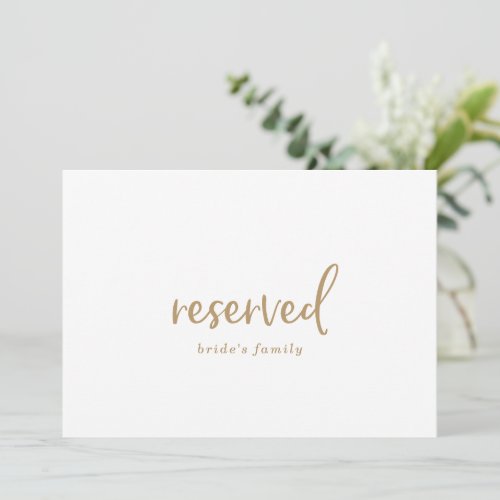 Rustic Gold Script Reserved Sign