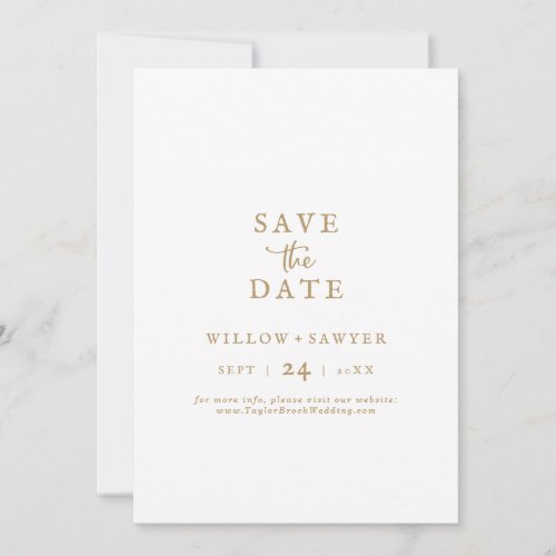 Rustic Gold Script Save the Date Announcement Card