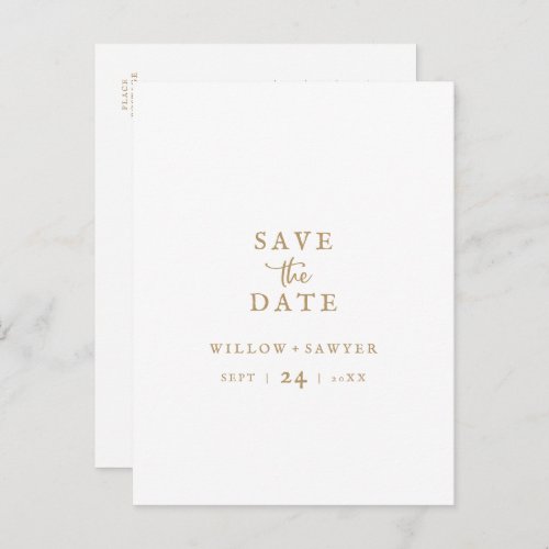 Rustic Gold Script Save the Date Invitation Postcard