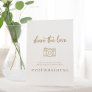 Rustic Gold Script Share The Love Wedding Hashtag Pedestal Sign