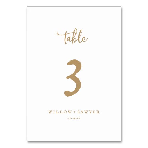 Rustic Gold Script Table Number