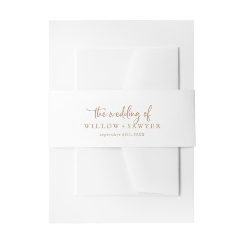 Rustic Gold Script The Wedding Of Invitation Belly Band